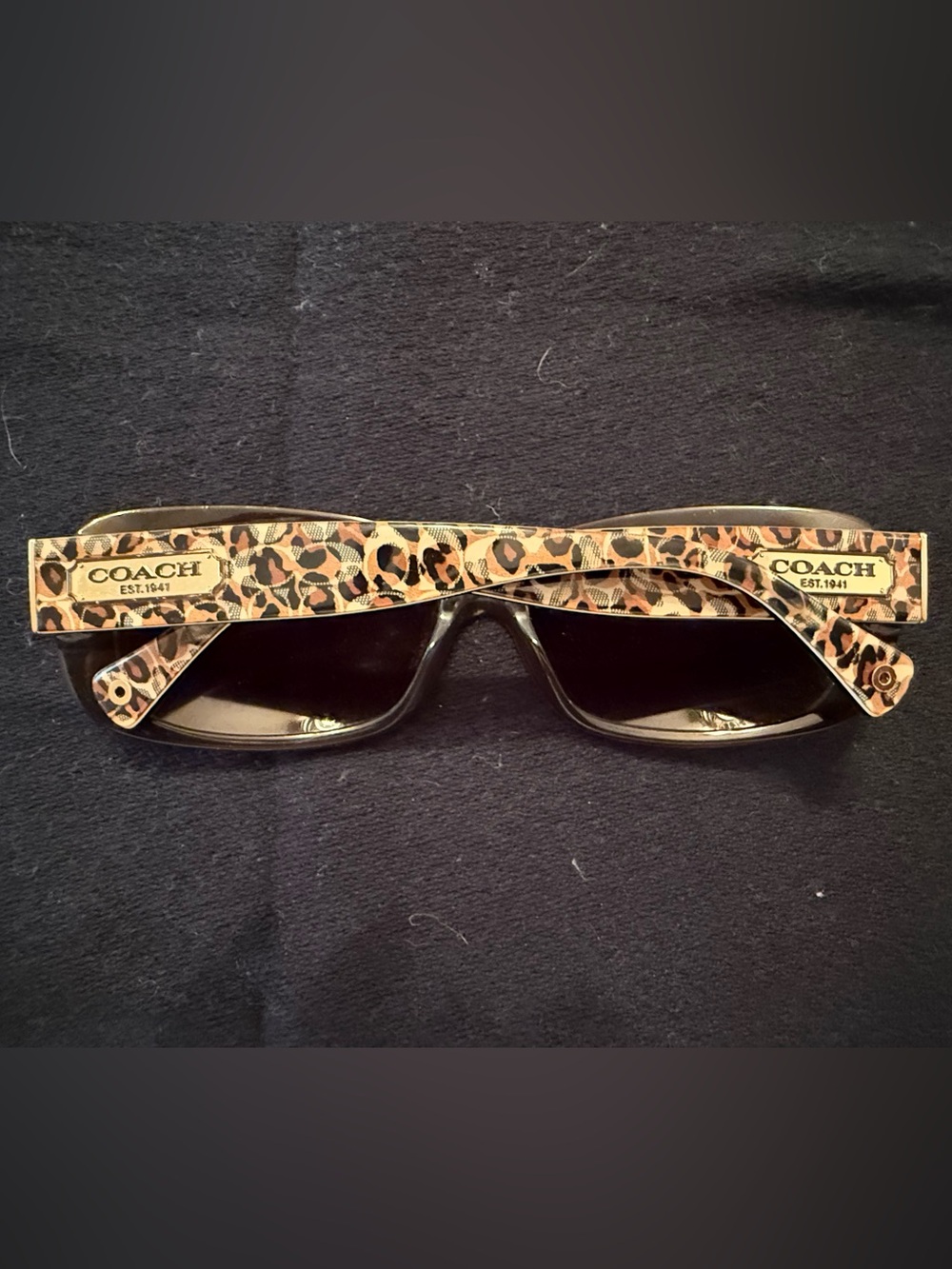 Coach Leopard-Print Rectangular Sunglasses in Brown and Black